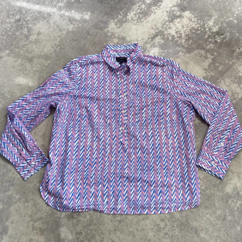J. Crew Classic popover shirt in chevron Pink Blue Womens Size XXL Style AN771